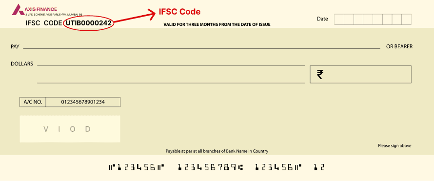 Cheque leaf:IFSC Code